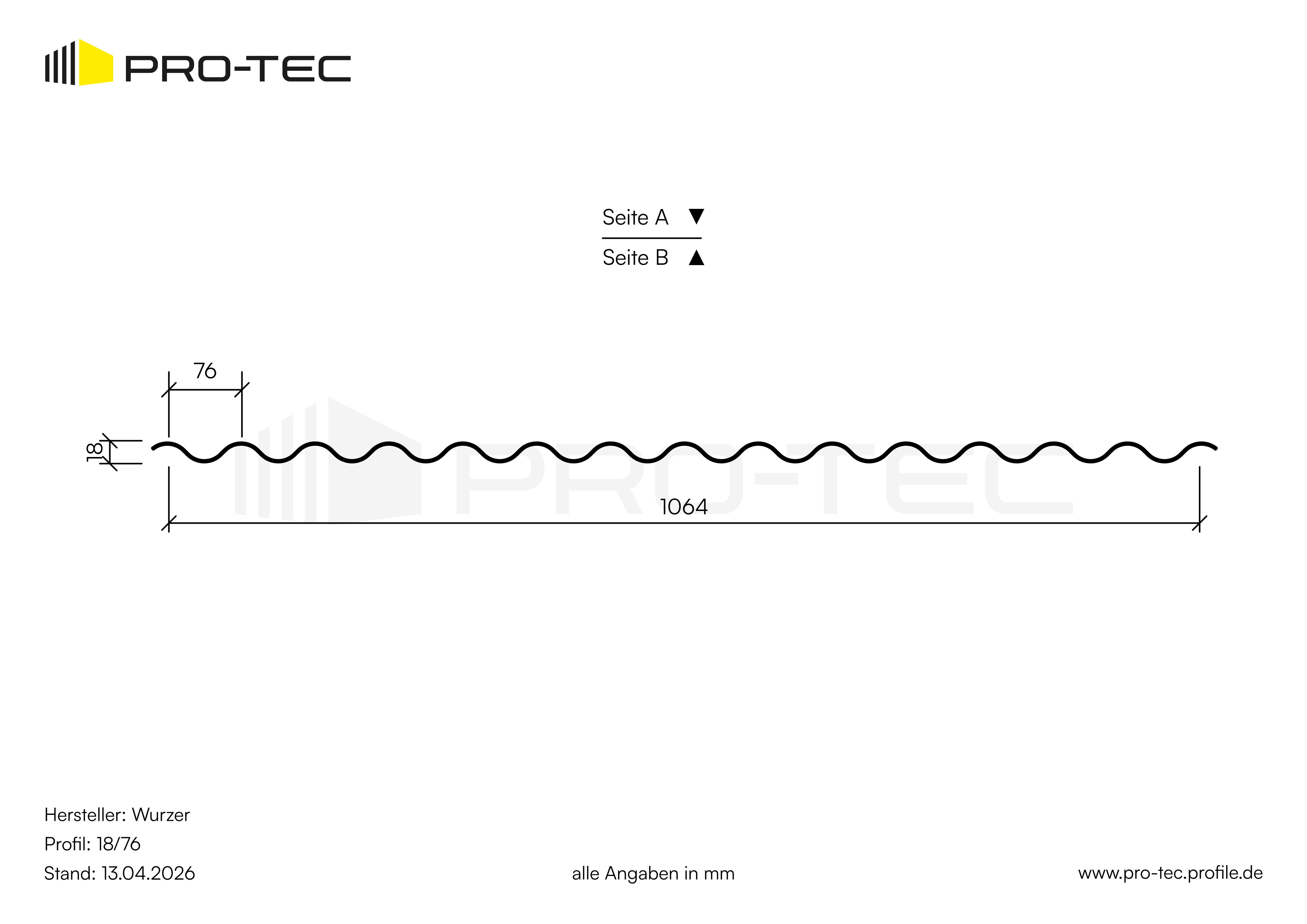 Aluminium-Wellprofil 18/76, RAL-Farbton 9006 (Weißaluminium) - Bild 3