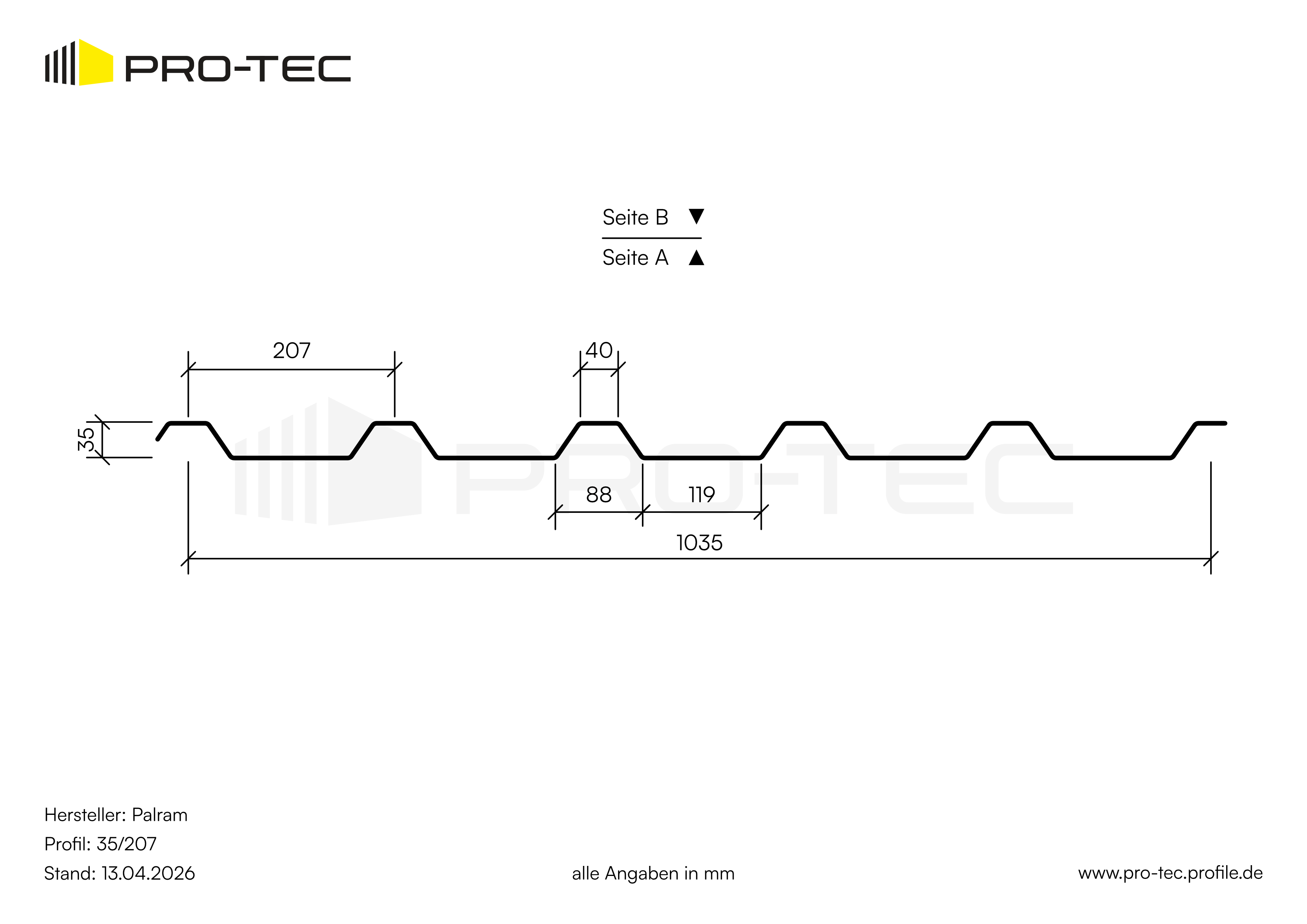 Polycarbonat-Trapezprofil 35/207, glasklar