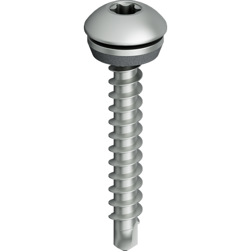 Edelstahl-Bohrschraube mit Flachrundkopf für Holz-Unterkonstruktion JT3-FR-2-4,9